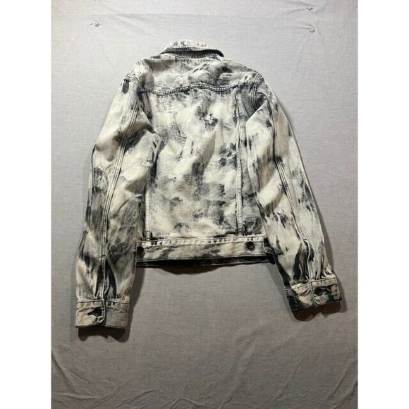 Guess Denim Jacket Womens Small Gray Bleach Button Up Long Sleeve Coat Ladies - Picture 5 of 8